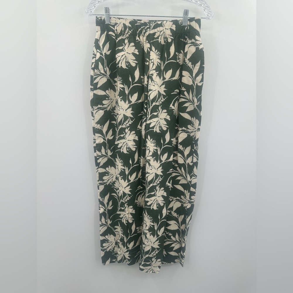 Abercrombie & Fitch Women's‎ Green Floral Linen Blend Pull On Pants Size Small - Picture 2 of 5